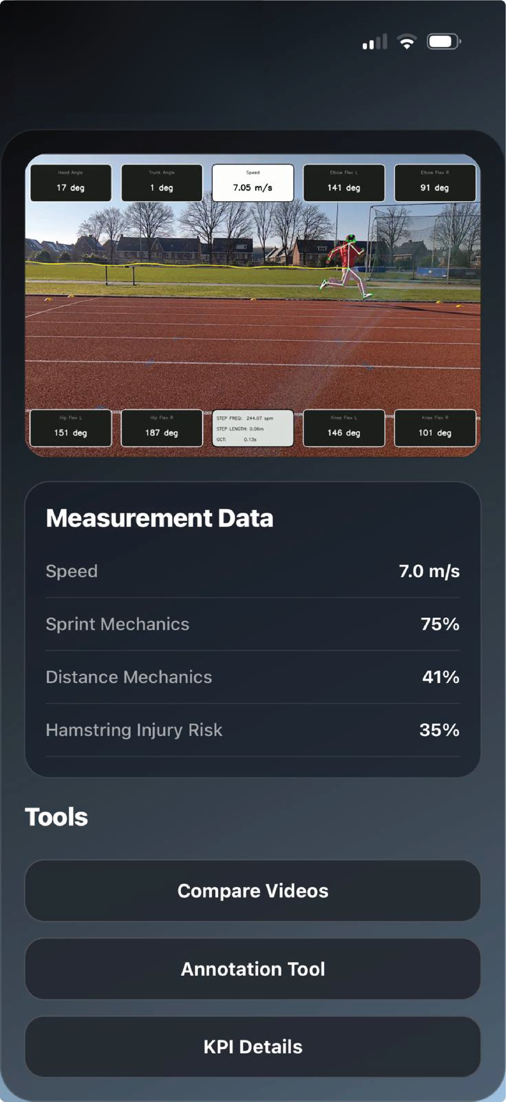 AI Athletics app dashboard